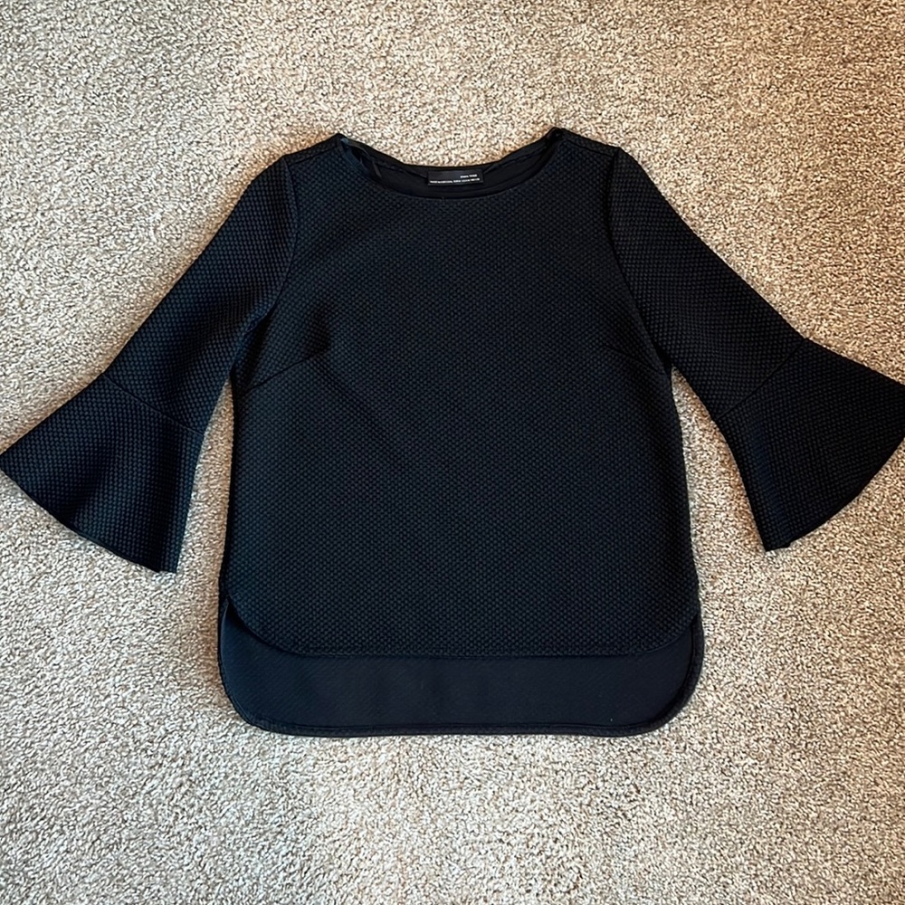 Black Zara top with trumpet sleeves